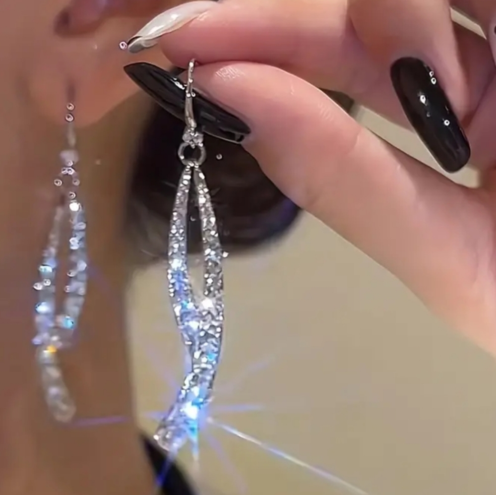 Womans stainless steel dangle earrings